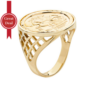 9ct Yellow Gold Half St George Basket Sides Ring - E Bixby Jewellers