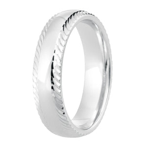 9ct White Gold Patterned 4mm Wedding Ring - E Bixby Jewellers