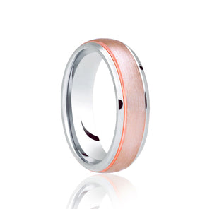 Men's white and rose gold wedding band on sale