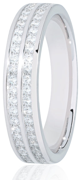 9ct White Gold Princess Cut Double Row Wedding Ring 1/2 Carat - E Bixby Jewellers