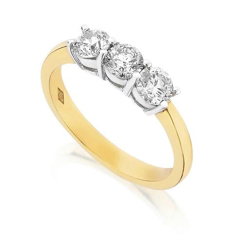18ct Yellow/White Gold Diamond Three Stone Brilliant-cut Diamond Ring - E Bixby Jewellers