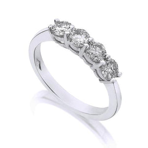 18ct White Gold Brilliant-cut Four Stone Claw Set Diamond Ring 1.00 Carat - E Bixby Jewellers