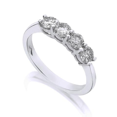 18ct White Gold Brilliant-cut Four Stone Claw Set Diamond Ring 1.00 Carat - E Bixby Jewellers