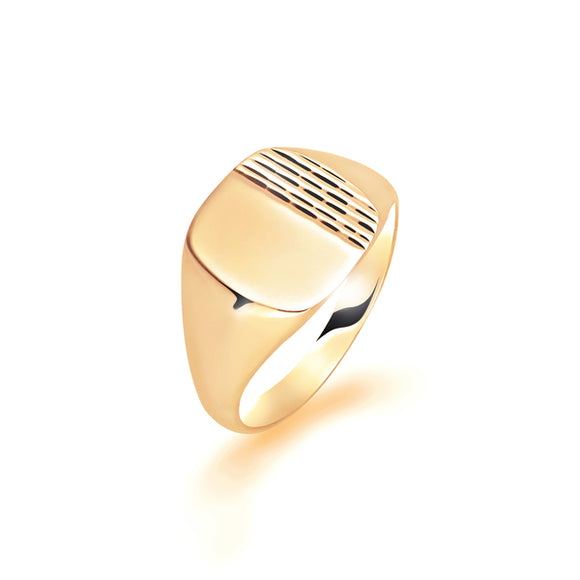 9ct Yellow Gold Classic Bark Design Gentleman's Signet Ring - E Bixby Jewellers