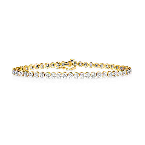 9ct Yellow Gold Diamond Tennis Bracelet - E Bixby Jewellers