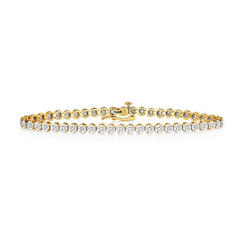 9ct Yellow Gold Diamond Tennis Bracelet - E Bixby Jewellers
