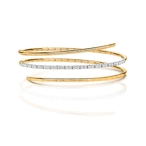 18ct Yellow Gold Diamond Twist Bangle - E Bixby Jewellers