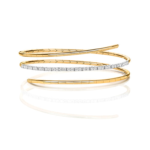 18ct Yellow Gold Diamond Twist Bangle - E Bixby Jewellers