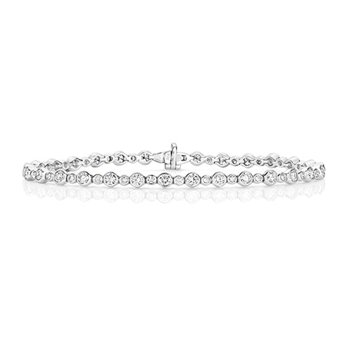 18ct White Gold Diamond Rubover Bracelet - E Bixby Jewellers