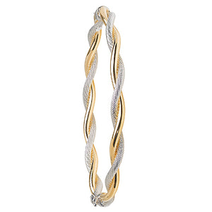 9ct Yellow & White Gold Ladies Hinged Bangle - E Bixby Jewellers