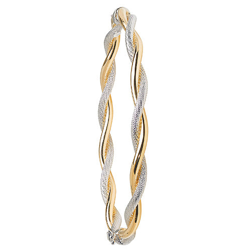 9ct Yellow & White Gold Ladies Hinged Bangle - E Bixby Jewellers