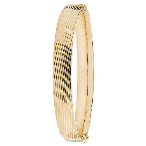 9ct Yellow Gold Ladies Hinged Bangle - E Bixby Jewellers