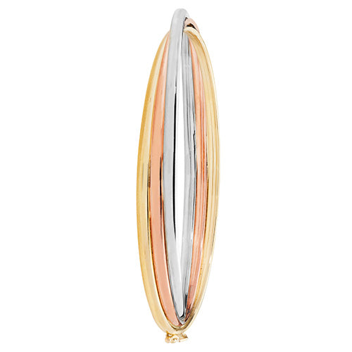 9ct Tri Colour Ladies Hinged Bangle - E Bixby Jewellers