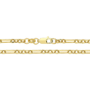 9ct Yellow Gold 7 Inch Hollow Figaro Belcher Bracelet - E Bixby Jewellers