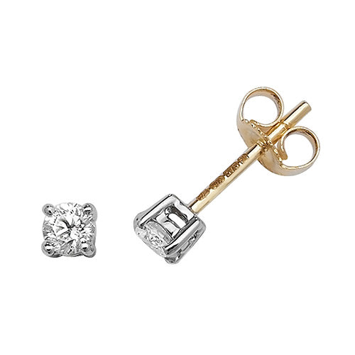9ct Yellow Gold Diamond Stud Earrings - E Bixby Jewellers