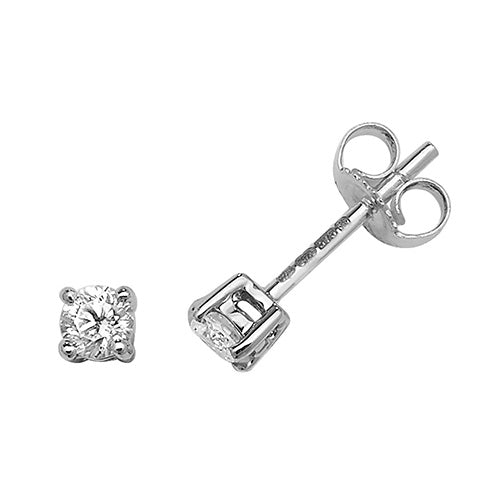 9ct White Gold Diamond Stud Earrings - E Bixby Jewellers