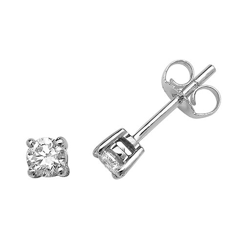 9ct White Gold Diamond Stud Earrings - E Bixby Jewellers