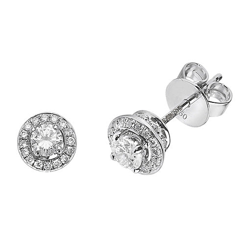 18ct White Gold Halo Stud Earrings - E Bixby Jewellers