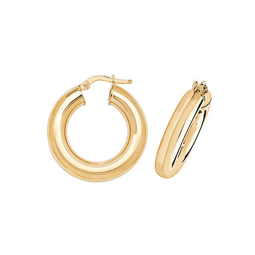 9ct Yellow Gold 15mm Jumbo Plain Hoop Earrings - E Bixby Jewellers