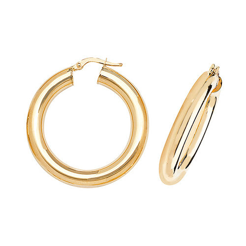 9ct Yellow Gold 25mm Jumbo Plain Hoop Earrings - E Bixby Jewellers