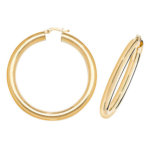 9ct Yellow Gold 40mm Jumbo Plain Hoop Earrings - E Bixby Jewellers