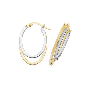 9ct White and Yellow Gold Hoop Earrings - E Bixby Jewellers