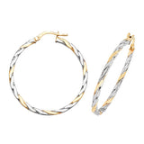 9ct Yellow/White Gold DC Hoop Earrings 10mm - 30mm - E Bixby Jewellers