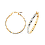 9ct White/Yellow Gold DC Hoop Earrings 15mm - 30mm - E Bixby Jewellers