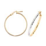 9ct White/Yellow Gold DC Hoop Earrings 15mm - 30mm - E Bixby Jewellers