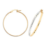 9ct White/Yellow Gold DC Hoop Earrings 15mm - 30mm - E Bixby Jewellers