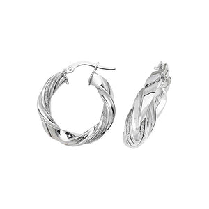 9ct White Gold Hoop Earrings 10mm - 30mm - E Bixby Jewellers