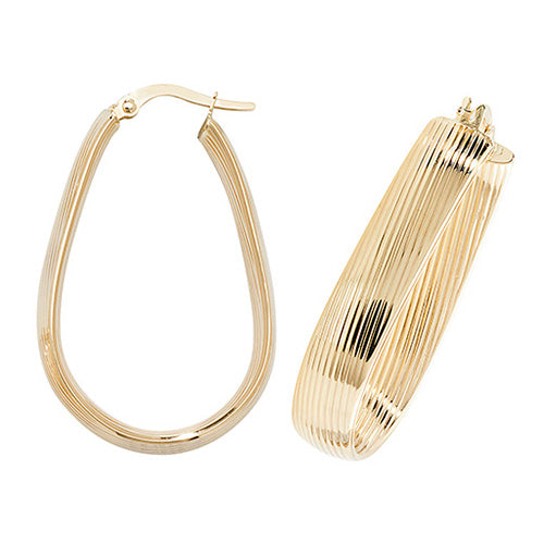 9ct Yellow Gold Oval Wide Ridge Plain Hoop - E Bixby Jewellers