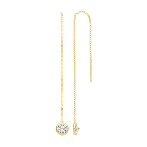 9ct Yellow Gold Thread Through Bezel CZ Drop Earrings - E Bixby Jewellers