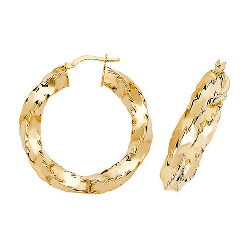 9ct Yellow Gold Hoop Earrings 25mm - 50mm - E Bixby Jewellers