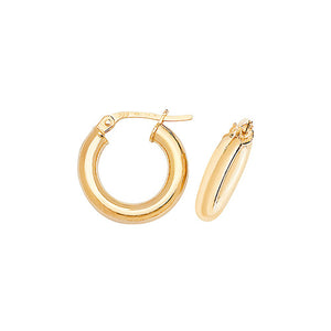 9ct Yellow Gold 10mm Plain Hoop Earrings - E Bixby Jewellers