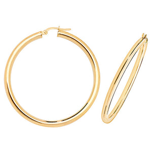 9ct Yellow Gold 35mm Plain Hoop Earrings - E Bixby Jewellers