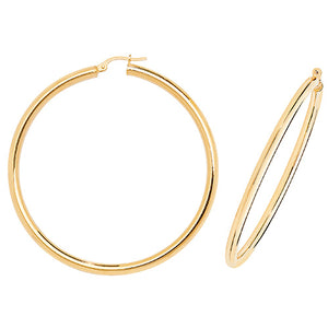 9ct Yellow Gold 50mm Plain Hoop Earrings - E Bixby Jewellers