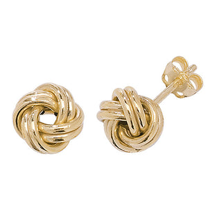 9ct Yellow Gold Double Knot Stud Earrings - E Bixby Jewellers