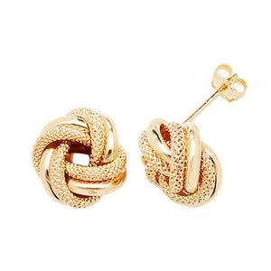 9ct Yellow Gold Double Knot Stud Earrings - E Bixby Jewellers