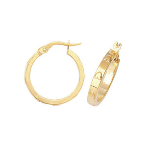 9ct Yellow Gold 15mm Heart Front Hoop Earrings - E Bixby Jewellers
