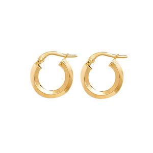 9ct Yellow Gold 8mm Plain Hoop Earrings - E Bixby Jewellers