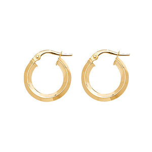 9ct Yellow Gold 10mm Plain Hoop Earrings - E Bixby Jewellers