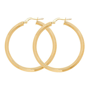 9ct Yellow Gold 30mm Plain Hoop Earrings - E Bixby Jewellers