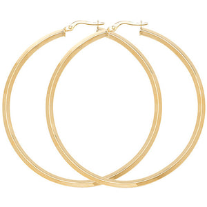 9ct Yellow Gold 50mm Plain Hoop Earrings - E Bixby Jewellers