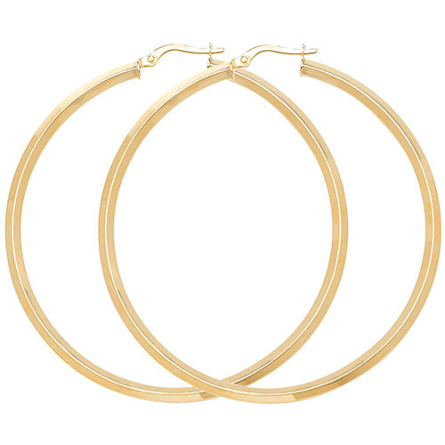 9ct Yellow Gold 50mm Plain Hoop Earrings - E Bixby Jewellers