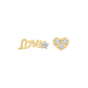 9ct Yellow Gold CZ Love Set Stud Earrings - E Bixby Jewellers