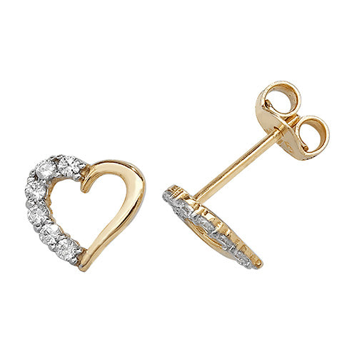 9ct Yellow Gold CZ Heart Stud Earrings - E Bixby Jewellers