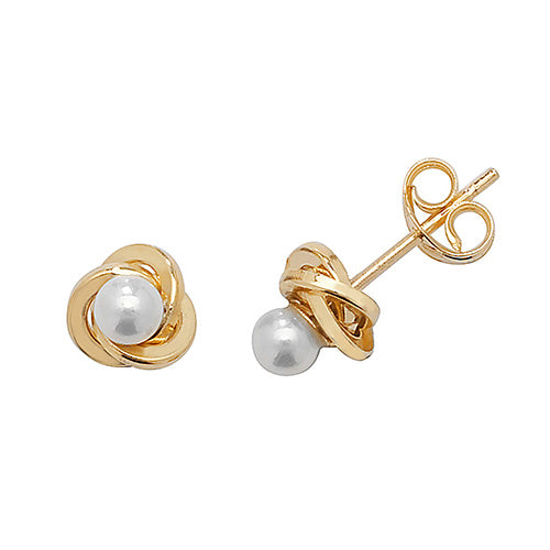 9ct Yellow Gold Pearl Orbital Stud Earrings - E Bixby Jewellers