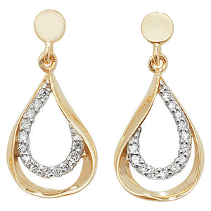 9ct Yellow Gold CZ Drop Earrings - E Bixby Jewellers