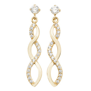 9ct Yellow Gold CZ Extended Infinity Drop Earrings - E Bixby Jewellers